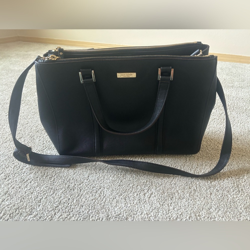 Beautiful black Kate spade tote bag with long strap